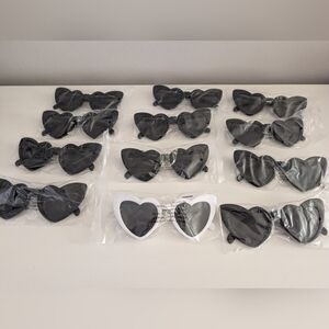 Set Of Black And White Heart Sunglasses